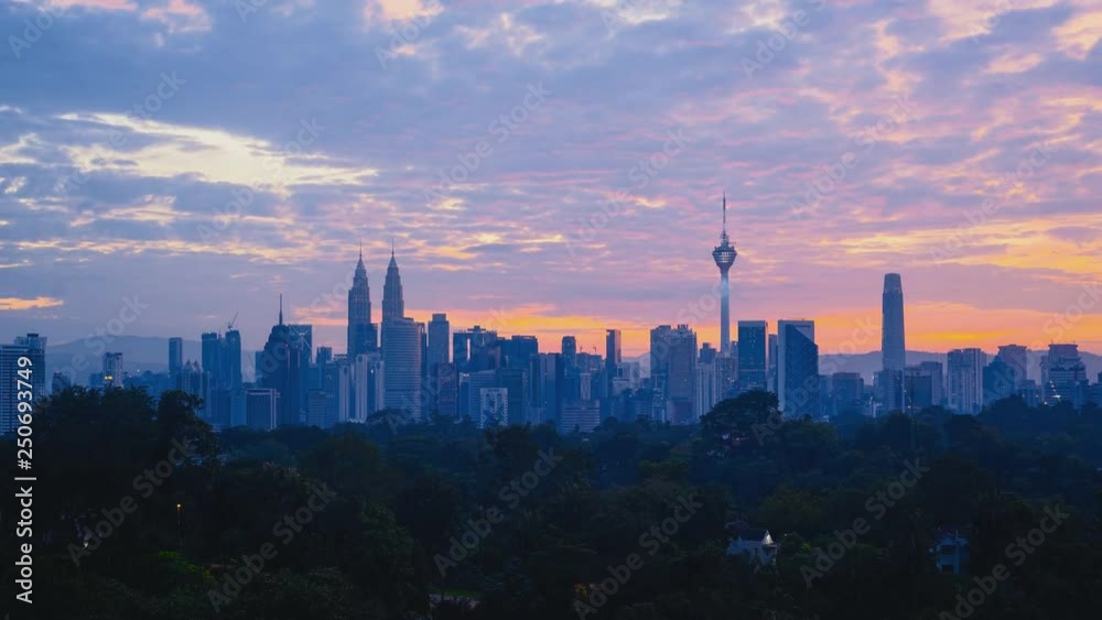 4k Timelapse of Kuala Lumpur city skyline during sunrise 4k Timelapse of Kuala Lumpur city skyline during sunrise