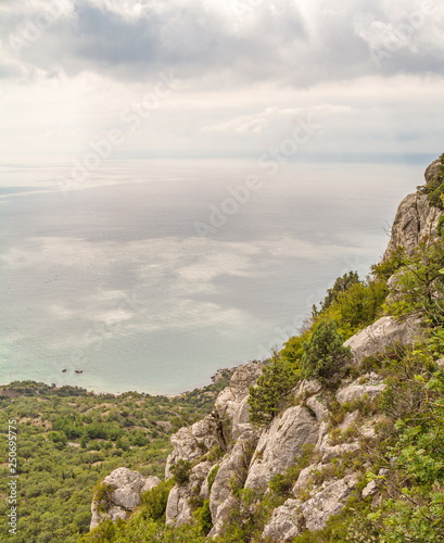 Black Sea, valley and Laspi Pass in Crimea