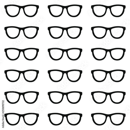 Set of eyeglasses. Seamless pattern with glasses. Vector illustration