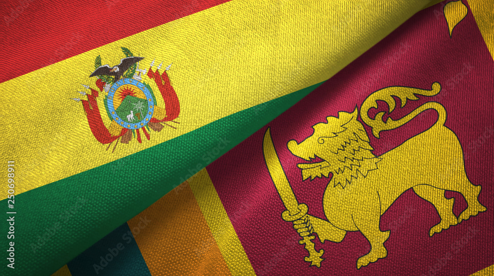 Bolivia and Sri Lanka two flags textile cloth, fabric texture Bolivia and Sri Lanka two flags textile cloth, fabric texture