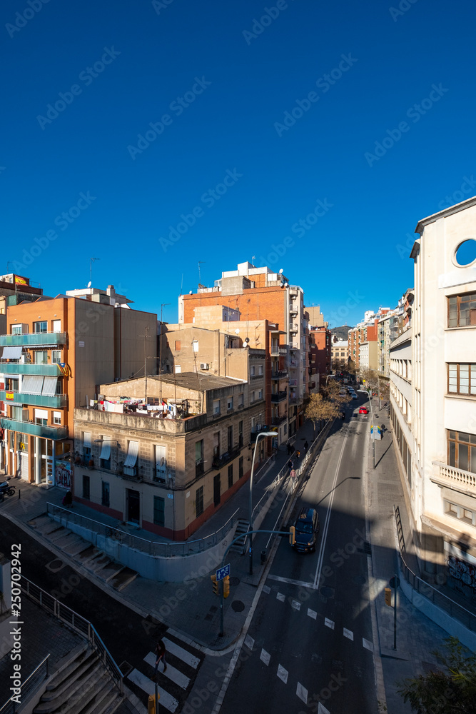 Urban landscape in Sants in Barcelona Spain