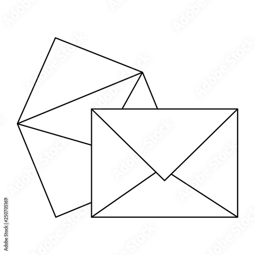 envelopes and mail symbol black and white