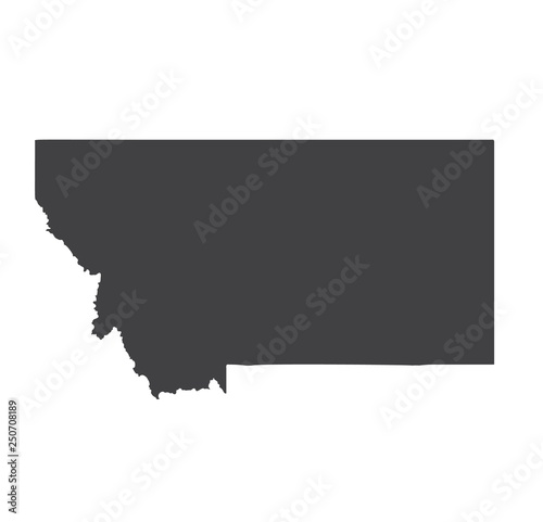 Vector Montana Map silhouette. Isolated vector Illustration. Black on White background.