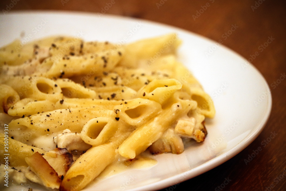 Plate of cheese pasta Plate of cheese pasta