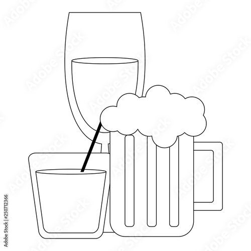 Bar drinks cups black and white