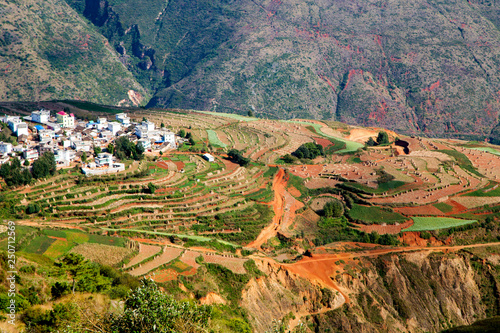 Kunming Dongchuan colored terraces landscape, attracting many domestic and foreign tourists every year to go travel in China. Yunnan Province,China photo