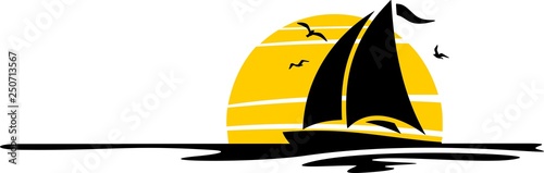 Sailing Boat Silhouette with Sunset