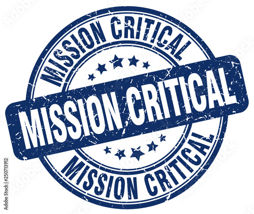 mission critical blue grunge stamp