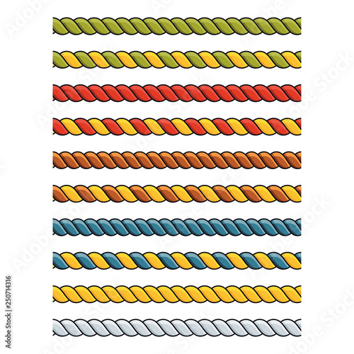 Set of bright multicolored decorative lace silk cords