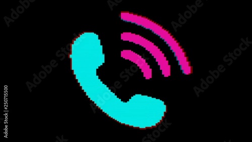 Bright pixel phone. Old vintage retro video