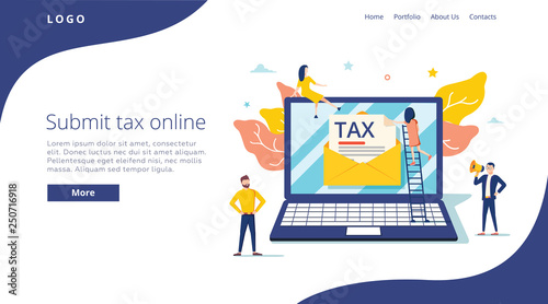 People submit tax by online vector illustration concept, online tax payment and report, can use for, landing page