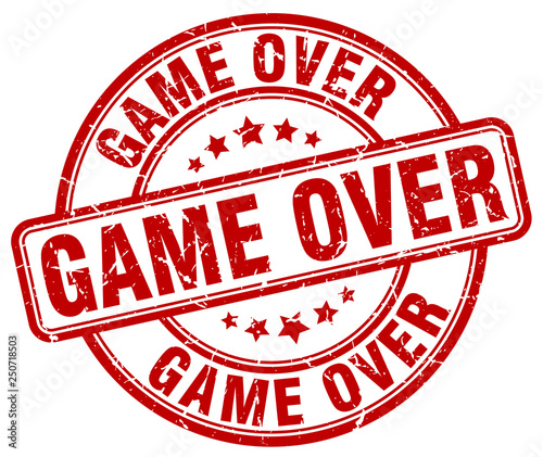 game over red grunge round vintage rubber stamp