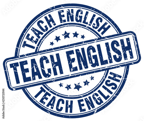 teach english blue grunge stamp