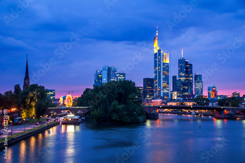 Frankfurt night cityscape - Germany photographed in Frankfurt am Main  Germany. Picture made in 2009.