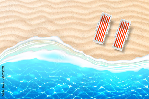 Vector seaside beach azure waves sand coast