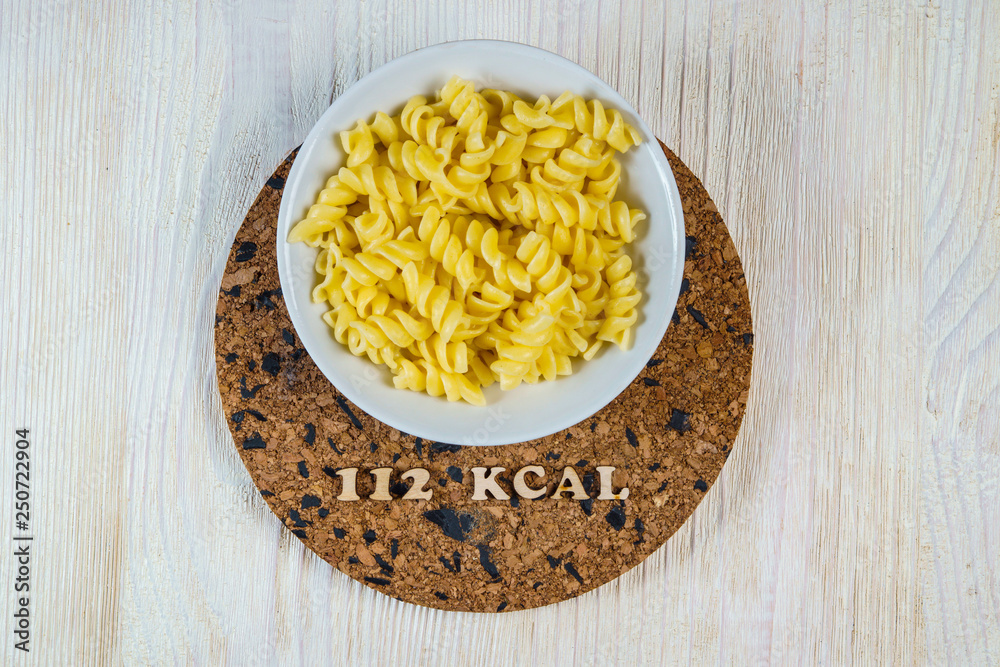 calorie cooked pasta 112 kcal 100 grams diet Stock Photo | Adobe Stock