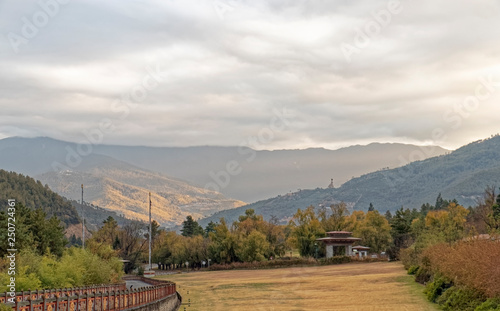 Bhutan, Asia – view of the mountains covered with forests.