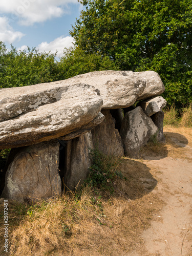 The Dolmen de Kerbourg on a sunny day in summer