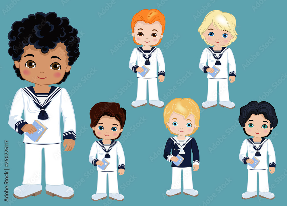 Set of design elements for First Communion for boys. Spanish sailor. Set of design elements for First Communion for boys. Spanish sailor.