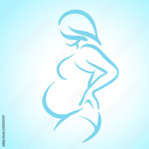 pregnant women vector icon and template blue illustration