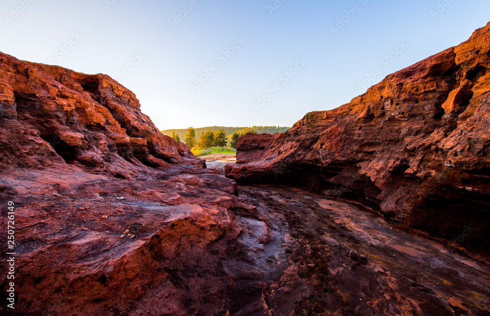 Obraz premium colored mountains and cliffs of Rio Tinto, Andalusia at sunrise