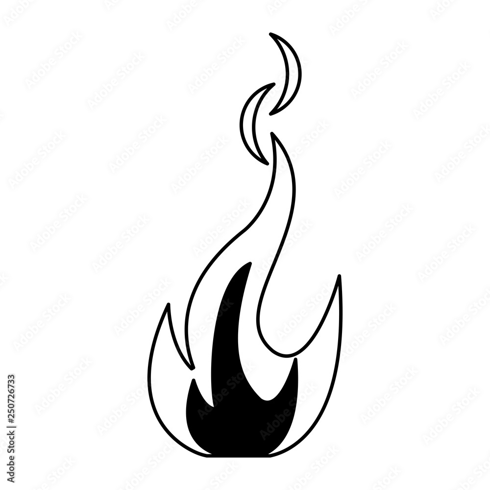 Fire flamme symbol black and white