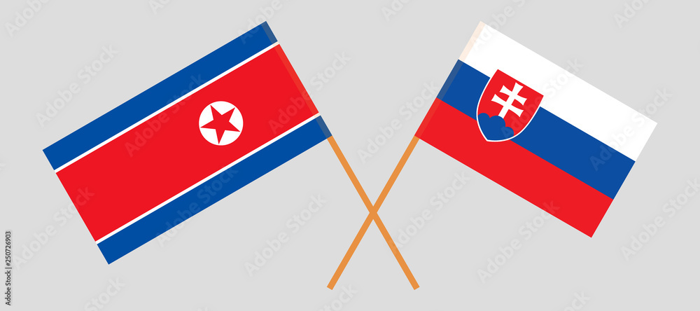 Slovakia and North Korea. The Slovakian and Korean flags. Official colors. Correct proportion. Vector Slovakia and North Korea. The Slovakian and Korean flags. Official colors. Correct proportion. Vector