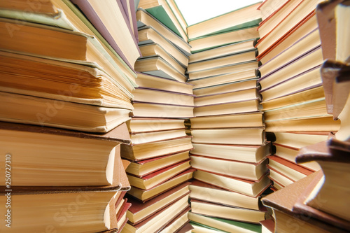 Large books pile wide angle...