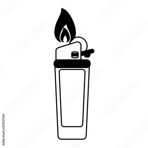 Lighter fire object black and white