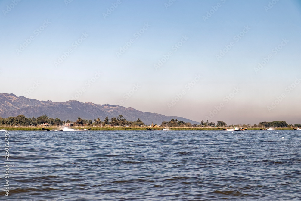 Burma, Asia -  boat rides on the Inle See lake.