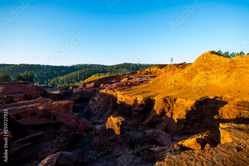 colored mountains and cliffs of Rio Tinto, Andalusia at sunrise