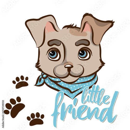 Vector illustration in cartoon style. Little dog
