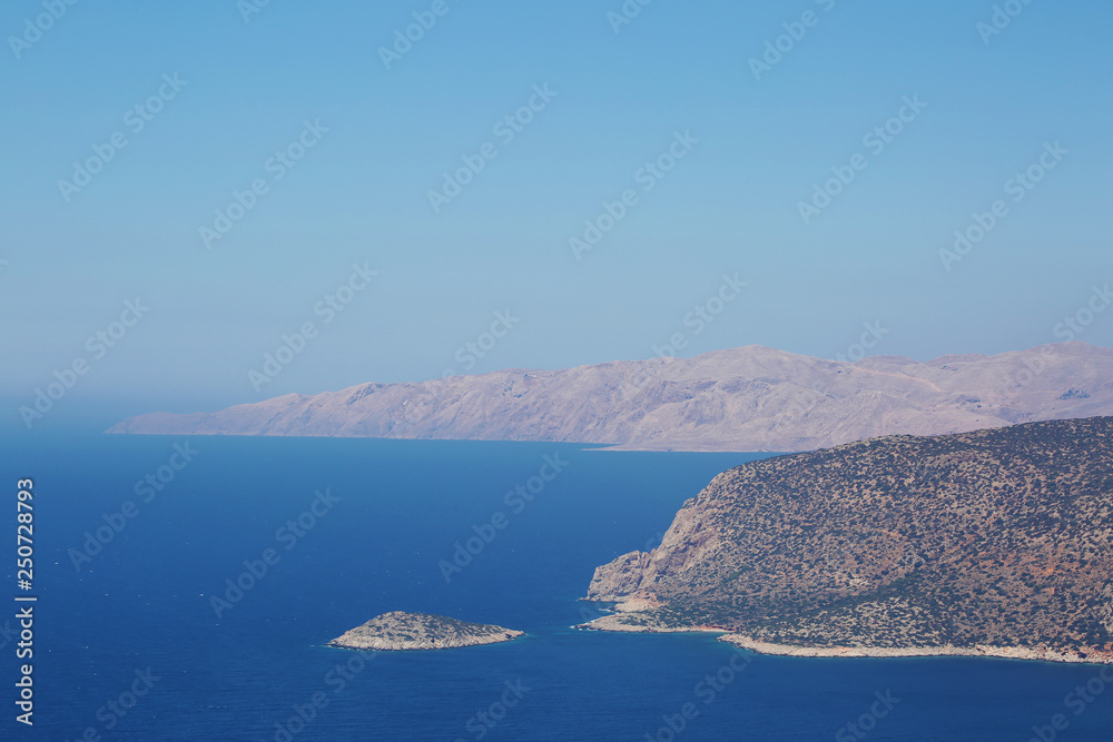 Obraz premium Greece, Aegean sea with waves, landscape beautiful bright photo