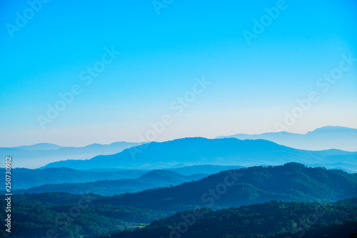 Layers of mountain range at northern of Thailand. Panorama.