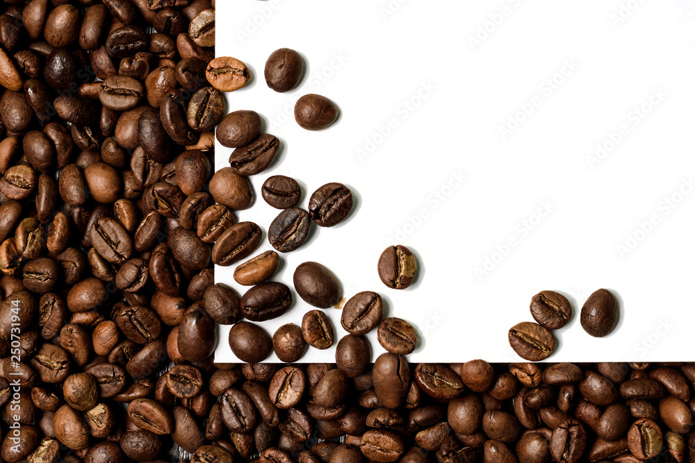 mockup white paper on coffee beans mockup white paper on coffee beans