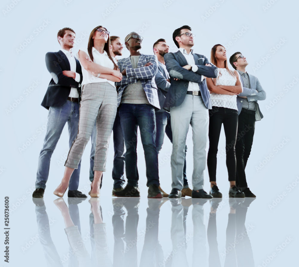 Obraz premium group of successful young people looking at copy space