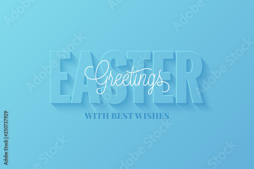 Easter vector banner. Happy easter sign on blue
