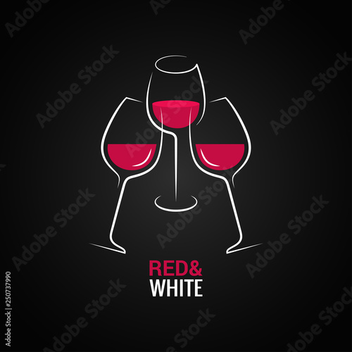 Wine toasting logo. Red and white wine glass