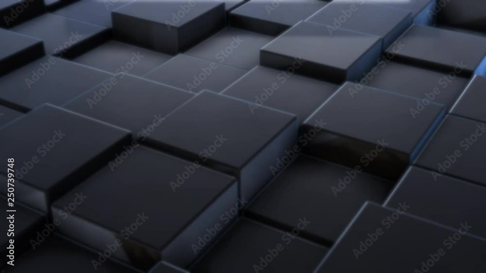 Abstract motion background from random moving dark glossy 3d cubes Abstract motion background from random moving dark glossy 3d cubes