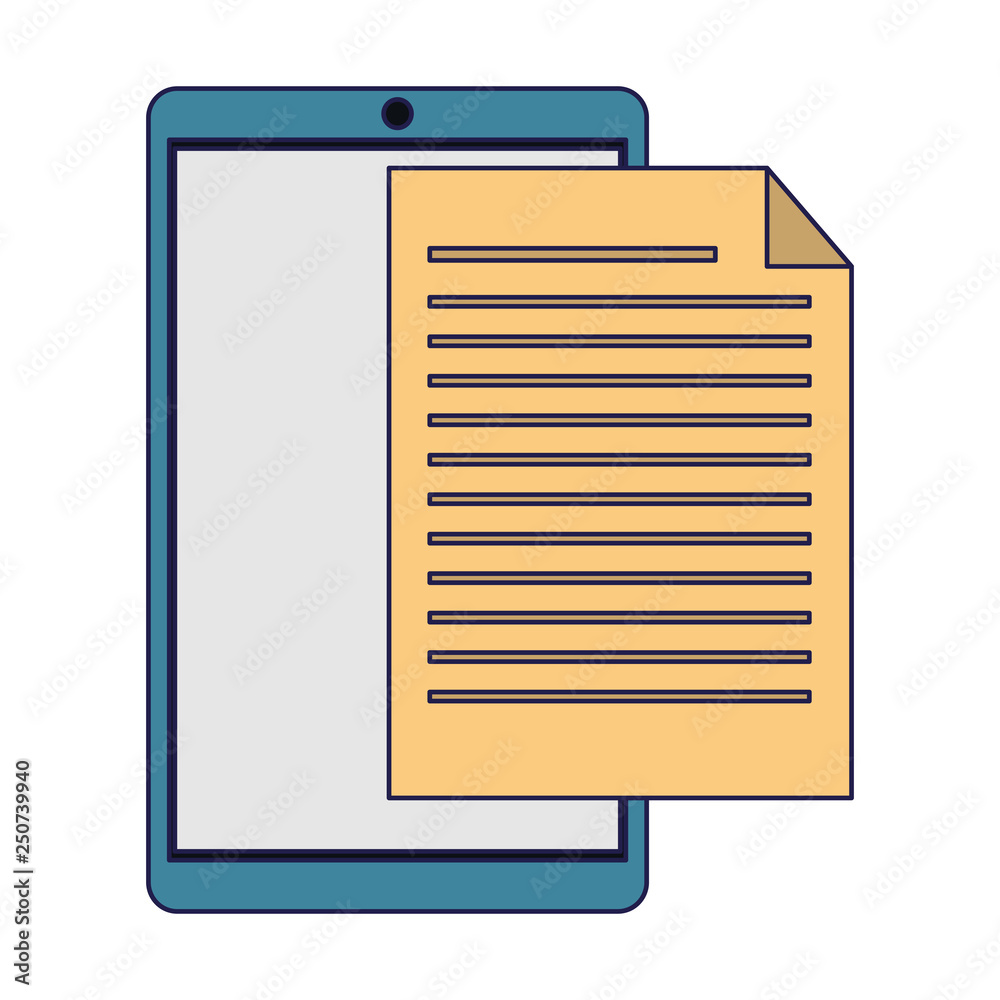 smartphone with documents symbol blue lines smartphone with documents symbol blue lines