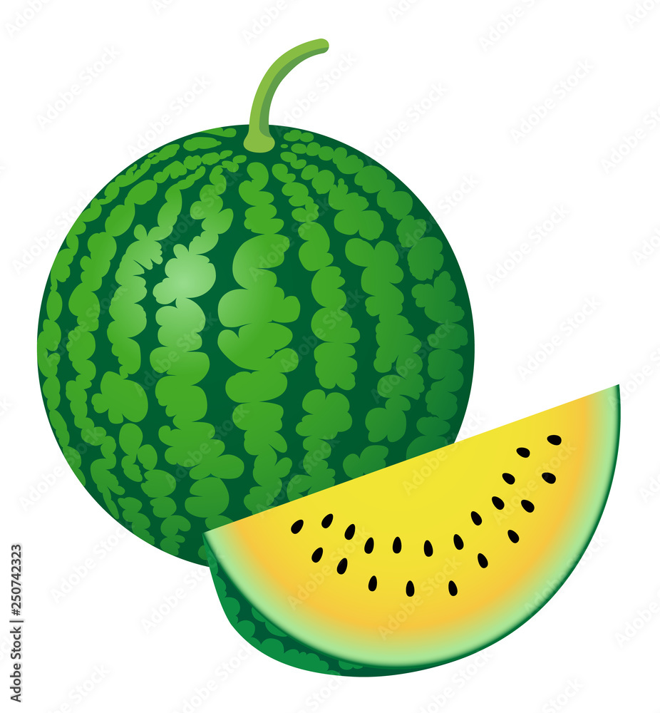 スイカ 黄色すいか カット 白背景 Stock ベクター Adobe Stock