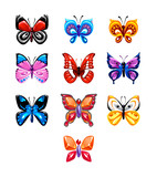 Vector set of jewelry volume butterflies