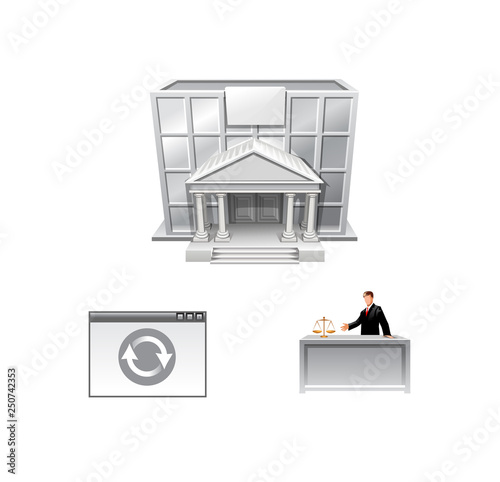 vector set of banking building, the reception, web page