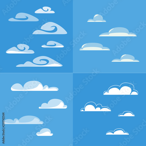 vector set of flat various clouds