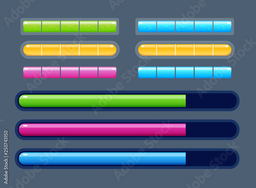 vector set of volume colored progress bars for interface