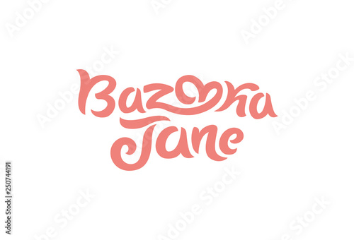 Vector illustration concept of a bazooka Jane logo. Lettering on white background