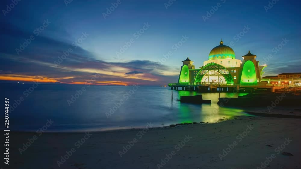 4K Timelapse of Malacca Straits Mosque during sunset 4K Timelapse of Malacca Straits Mosque during sunset