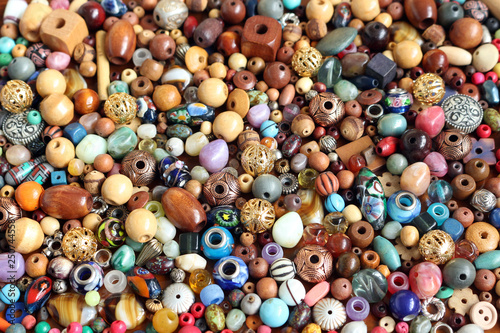 Tableau sur toile Close up of various beads for jewellery making