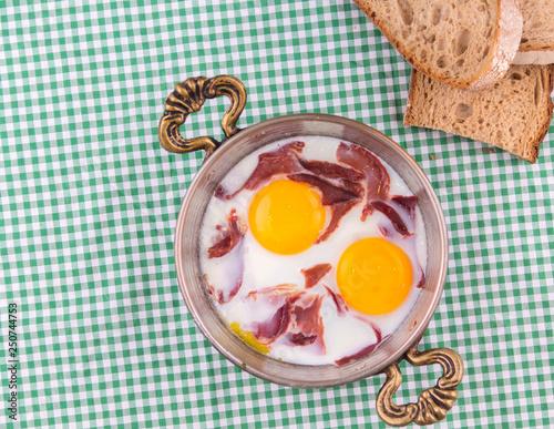 fried egg with bacon and breat - Turkish breakfast - sahanda yumurta