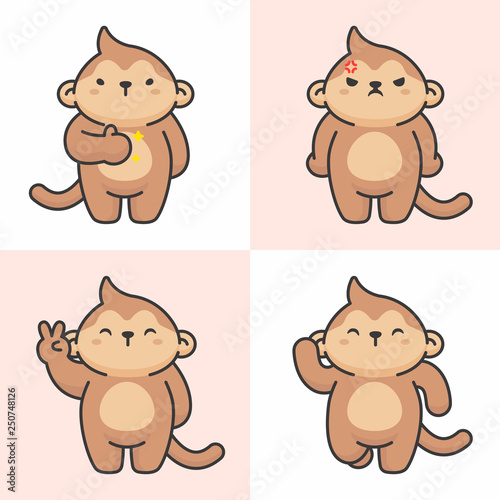 Vector set of cute monkey characters